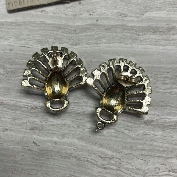 Anthropologie Cosmic Rocker Vintage Rhinestone Pearl Statement Post Earrings - Picture 3 of 9